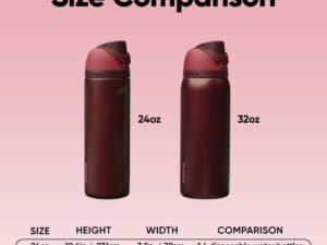 Owala FreeSip Insulated Stainless Steel Water Bottle with Straw, BPA-Free Sports Water Bottle, Great for Travel, 32 Oz, Black Cherry