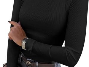 ANRABESS Women Long Sleeve Shirts Rib Knit Slim Fit Tops Basic Tee 2025 Fall Outfits Casual T-Shirt Underscrubs Layer Clothes